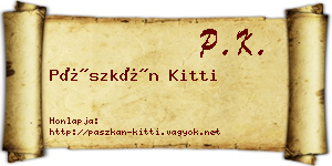 Pászkán Kitti névjegykártya